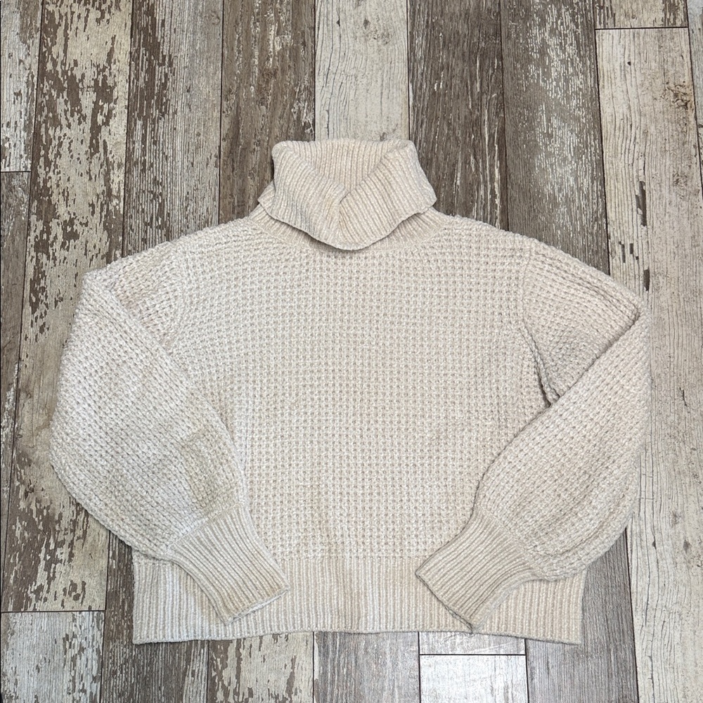 Pink Rose Textured Knit Turtleneck Sweater